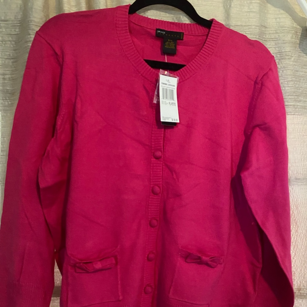 Pink button down casual sweater